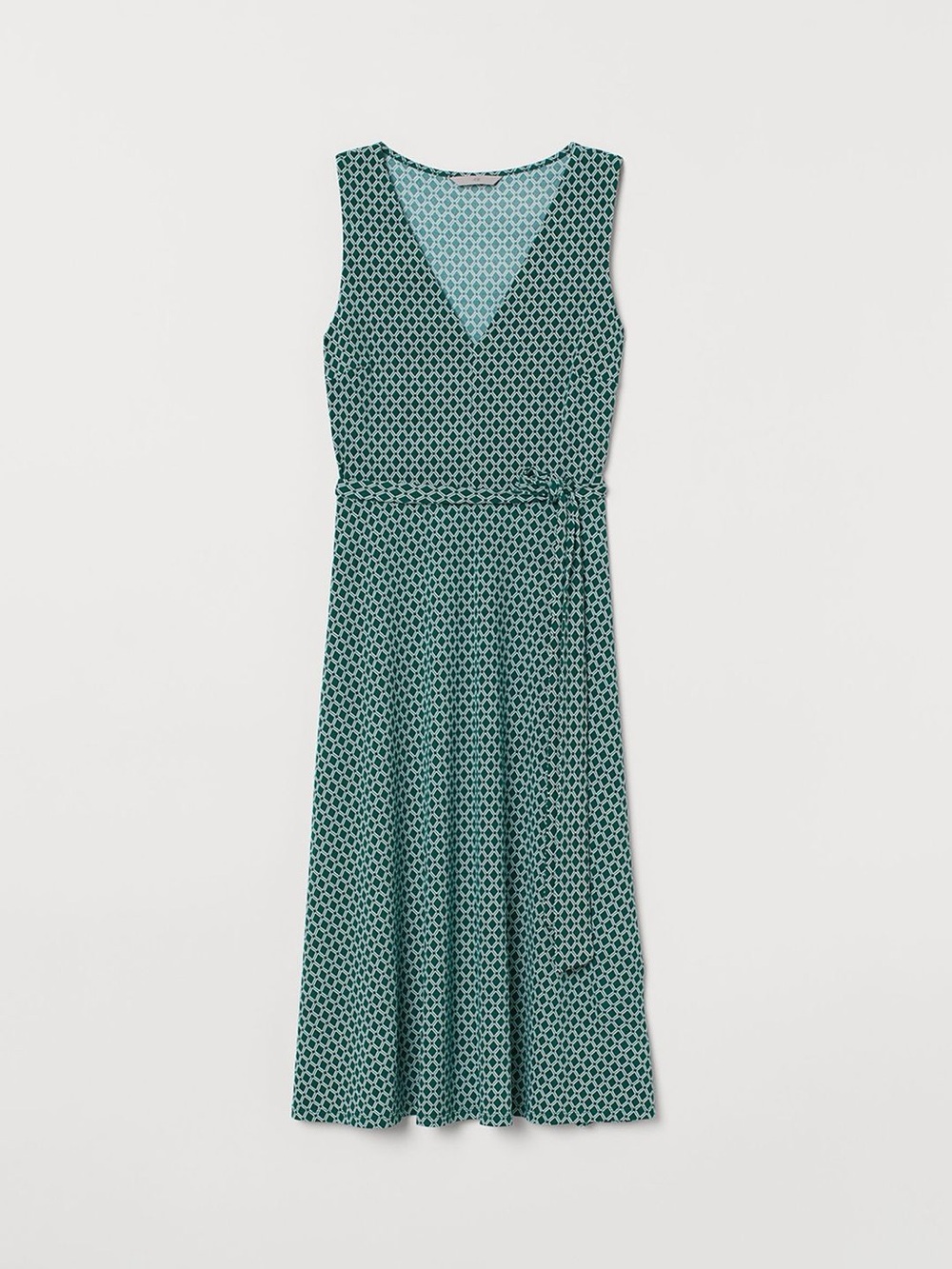 H&M | Green Printed Tie-Belt Dress